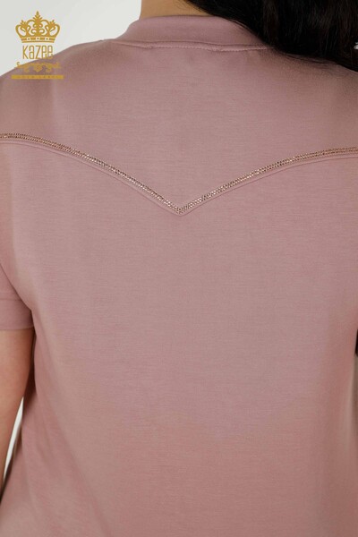 Set de trening pentru femei cu fermoar brodat cu piatra trandafir - 20411 | KAZEE - 13