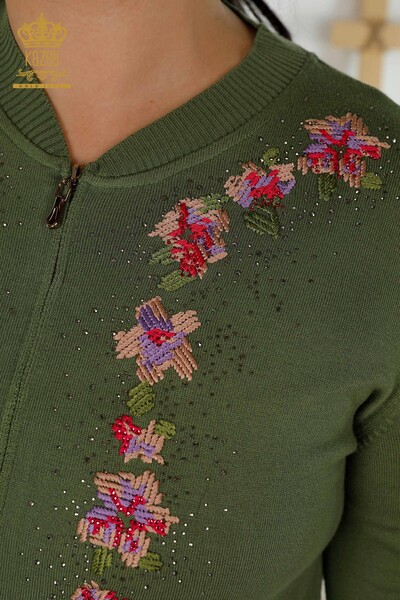 Set de trening pentru femei cu ridicata cu model de flori kaki - 16658 | KAZEE - 3