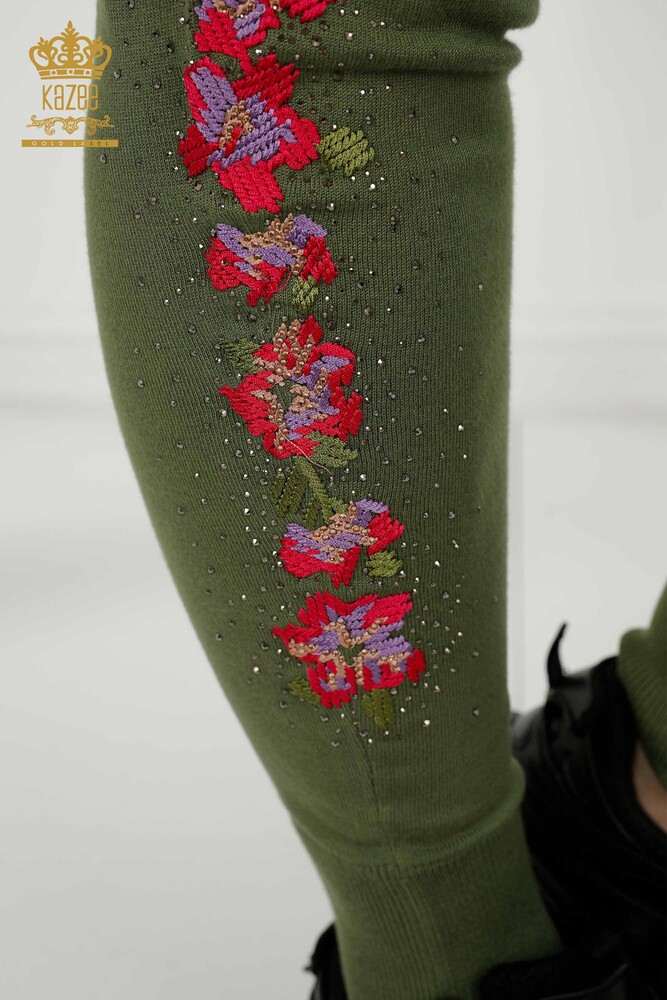 Set de trening pentru femei cu ridicata cu model de flori kaki - 16658 | KAZEE - 7