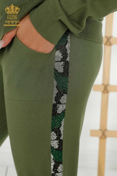 Set de trening pentru femei cu ridicata cu model Fluture Kaki - 16678 | KAZEE - 10