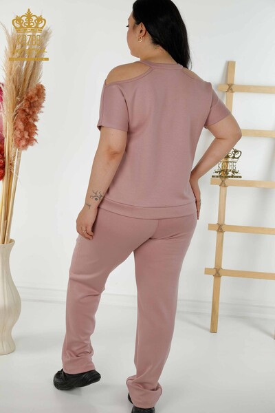 Set de trening en-gros pentru femei Dusty Rose cu detaliu pe umeri - 20397 | KAZEE - 9