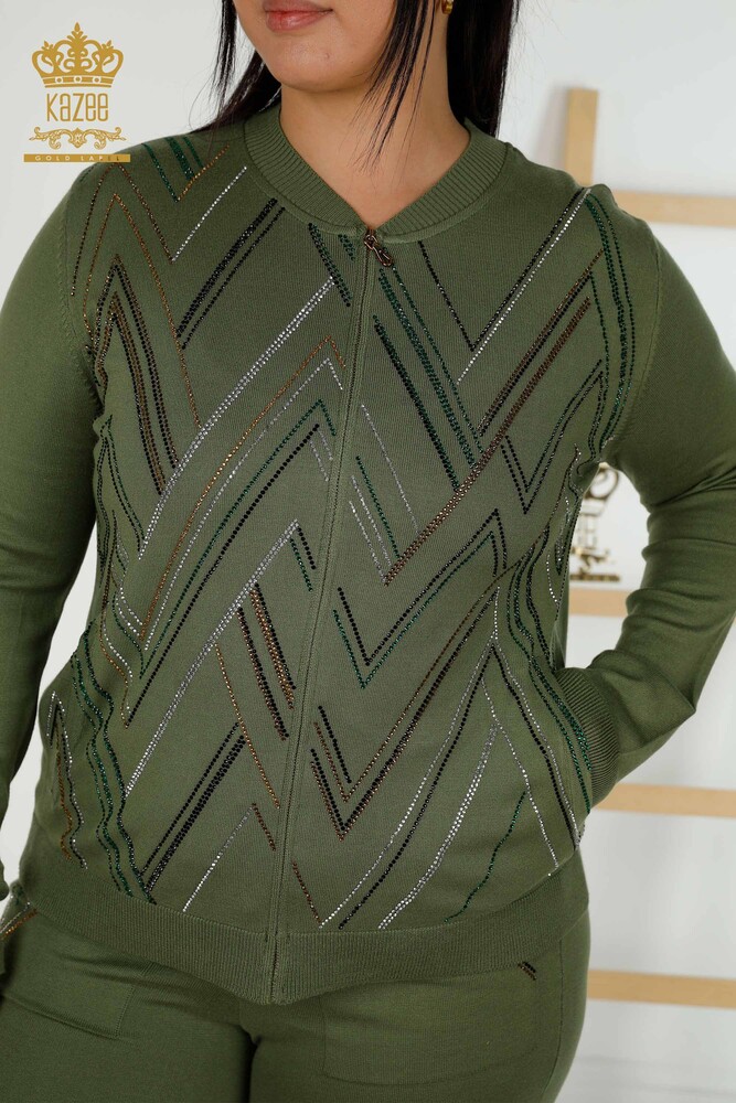 Trening en-gros pentru femei cu fermoar kaki - 16676 | KAZEE - 3