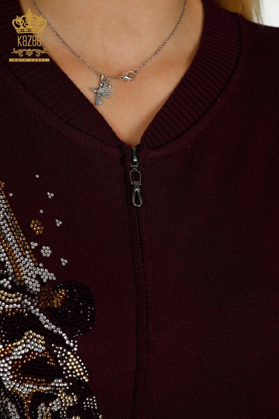 Set de trening cu ridicata pentru femei, prune cu model leopard - 16660 | KAZEE - 6