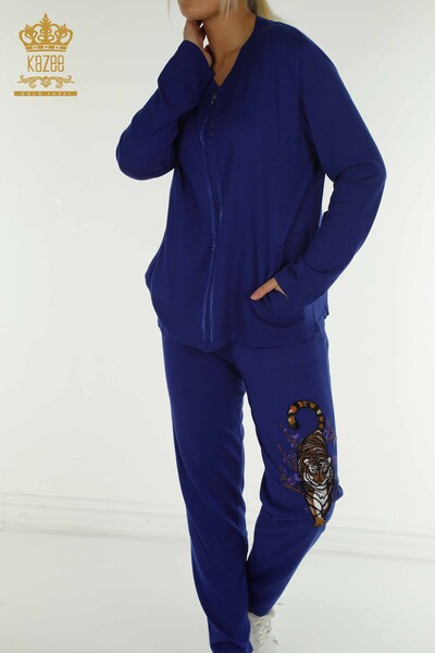 Set de trening cu ridicata pentru femei, broderie cu piatra, cu fermoar, sacouri cu model leopard - 16662 | KAZEE - Kazee (1)