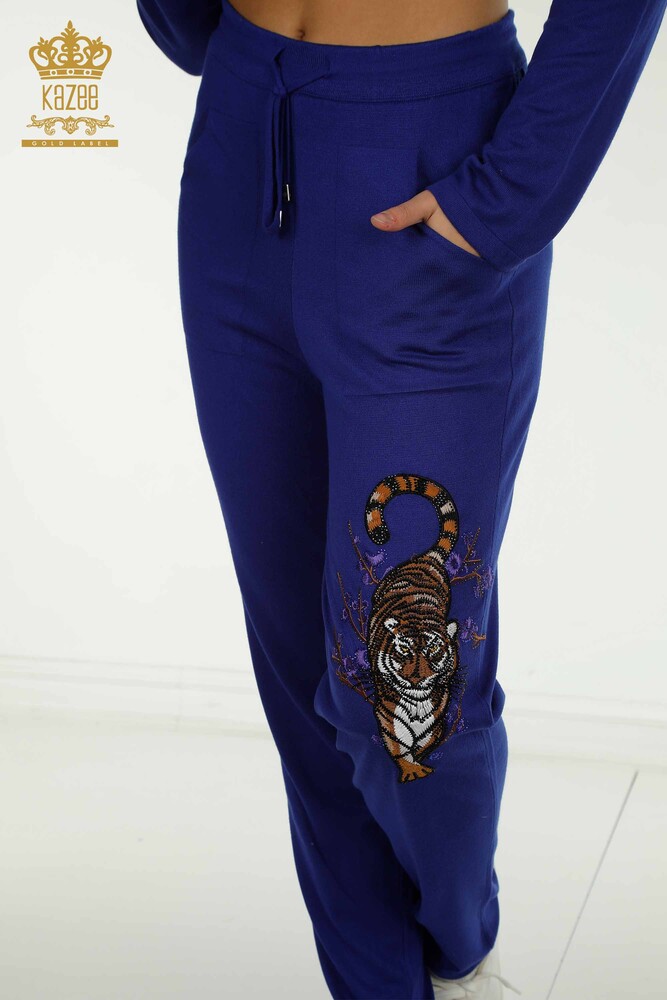 Set de trening cu ridicata pentru femei, broderie cu piatra, cu fermoar, sacouri cu model leopard - 16662 | KAZEE - 6