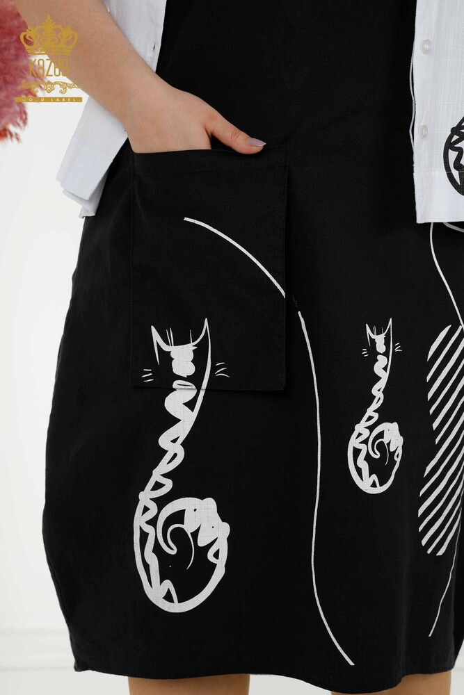 En-gros Costum de vară Femei Cămașă Rochie Alb Negru - 20314 | KAZEE - 3