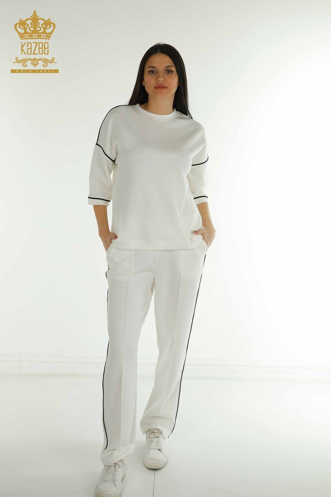 Set de trening pentru dama cu ridicata - Cu buzunare - Ecru - 17698 | KAZEE - 1