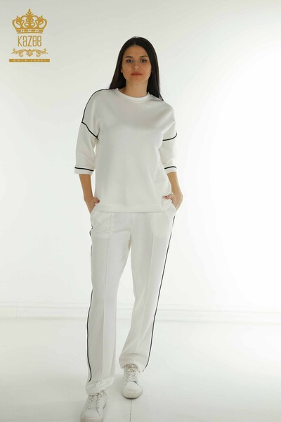 Set de trening pentru dama cu ridicata - Cu buzunare - Ecru - 17698 | KAZEE - Kazee