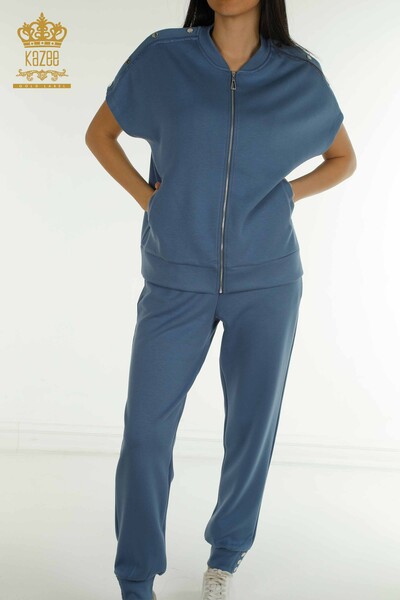 Set de trening pentru femei cu ridicata - Maneca scurta - Indigo - 17680 | KAZEE - 3