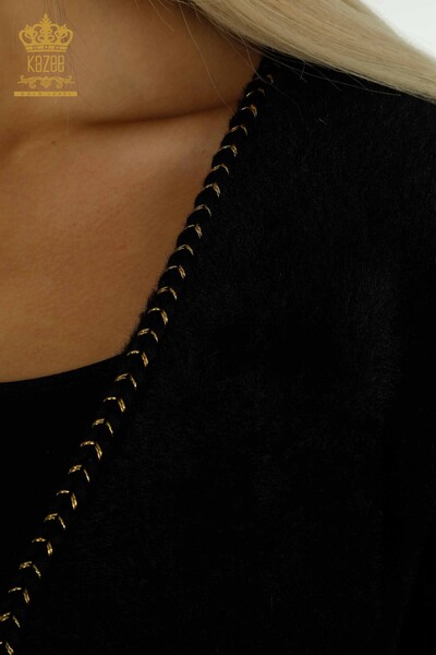 Cardigan Angora pentru femei cu detaliu buzunar, negru - 30799 | KAZEE - Thumbnail