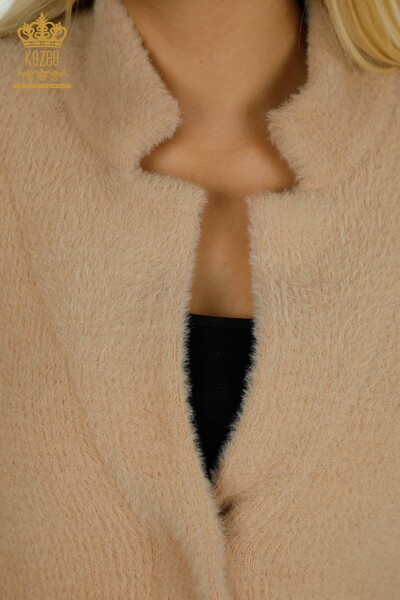 Cardigan Angora pentru femei cu detaliu cravată Bej - 30269 | KAZEE - Thumbnail