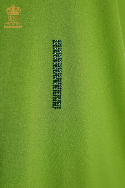 Bluză de damă cu ridicata verde brodat cu piatră - 79365 | KAZEE - Thumbnail