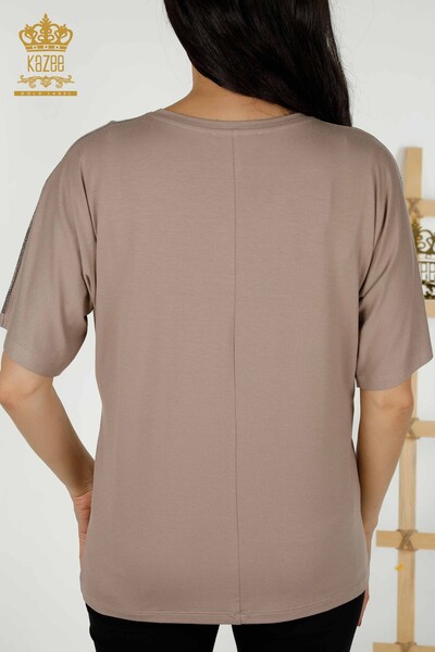 Bluza de dama cu ridicata din nurca brodata cu piatra - 77487 | KAZEE - Thumbnail