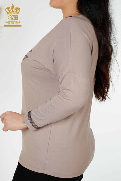 Bluza de dama cu ridicata din nurca brodata cu piatra - 77870 | KAZEE - Thumbnail
