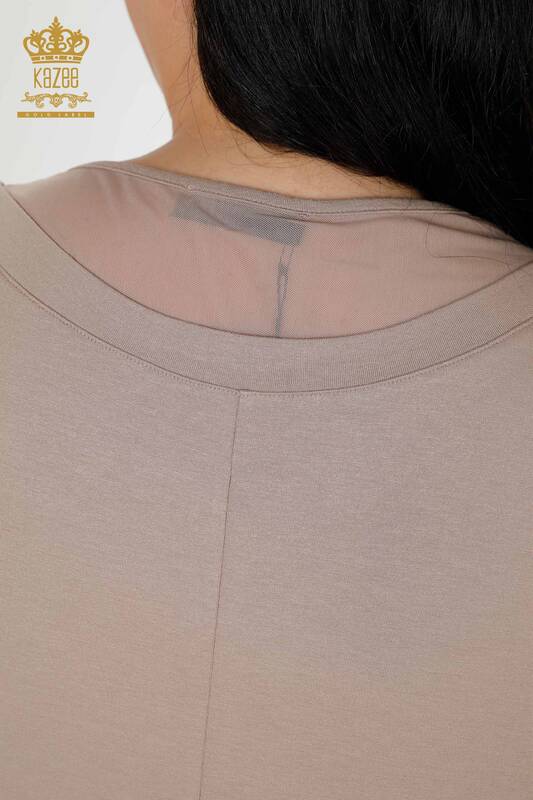 Bluza de dama cu ridicata din nurca brodata cu piatra - 77870 | KAZEE