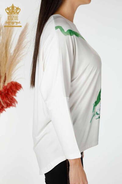 Bluză de damă cu model Ecru - 75923 | KAZEE - Thumbnail
