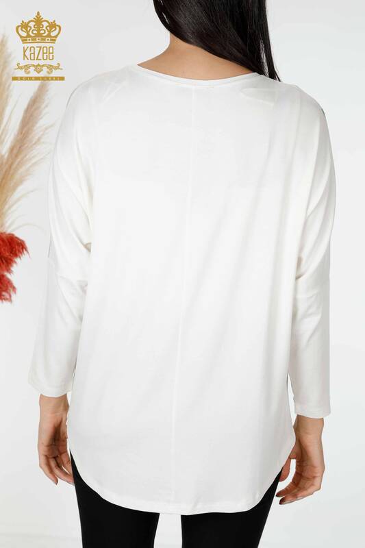 Bluză de damă cu model Ecru - 75923 | KAZEE