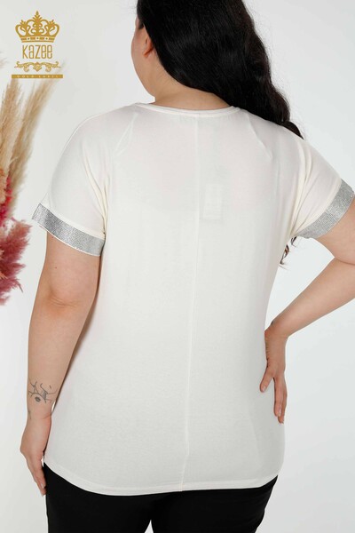 Bluză de damă cu model Ecru - 78916 | KAZEE - Thumbnail