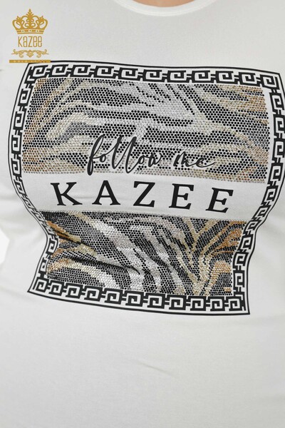 Bluză de damă cu model Ecru - 78997 | KAZEE - Thumbnail
