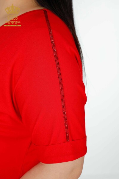 Bluză de damă cu ridicata cu model de inimă roșie - 77711 | KAZEE - Thumbnail