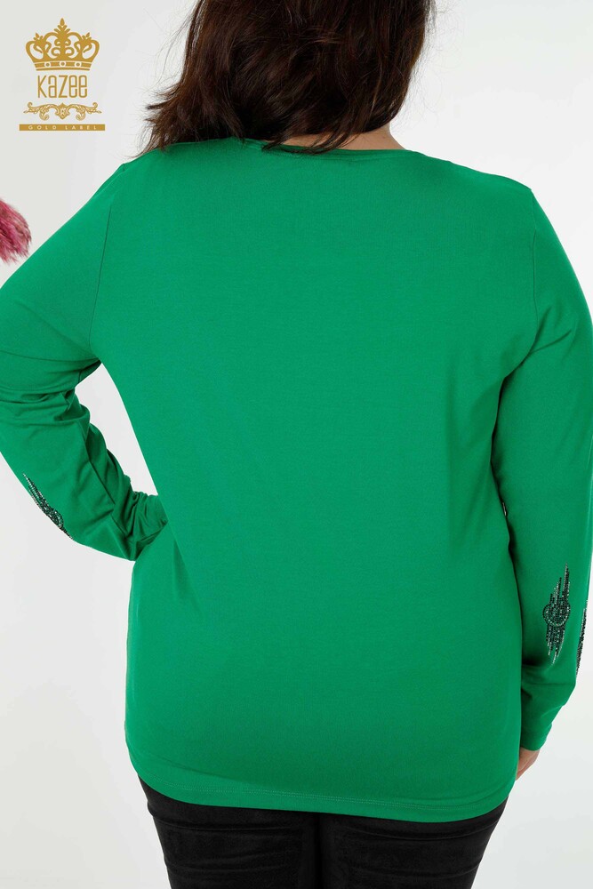 Bluză de damă cu ridicata cu model verde - 79043 | KAZEE - 6