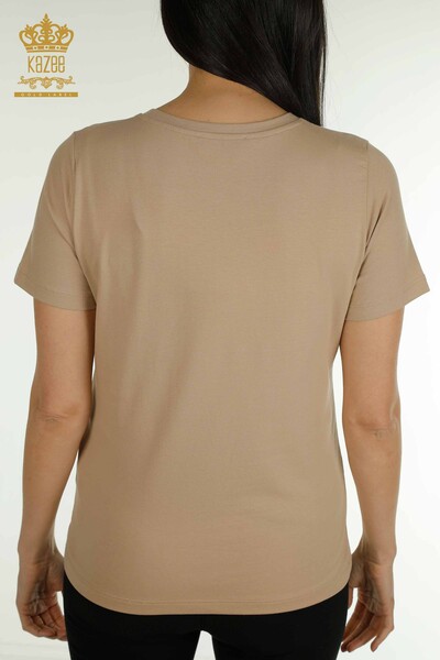 Bluză de damă cu ridicata Basic Bej - 79562 | KAZEE - Thumbnail