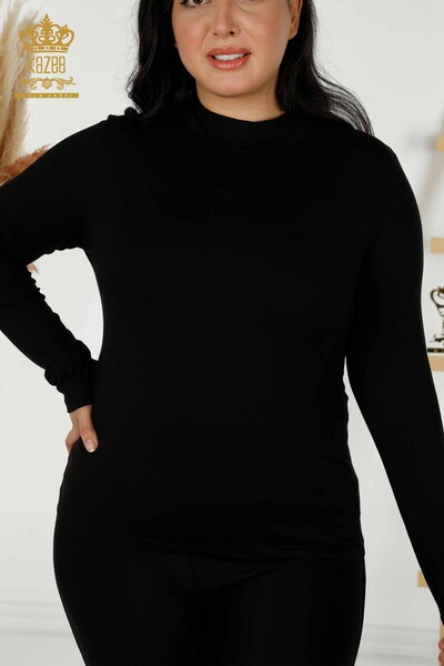 Bluză de damă cu ridicata Basic Black - 79258 | KAZEE - Thumbnail