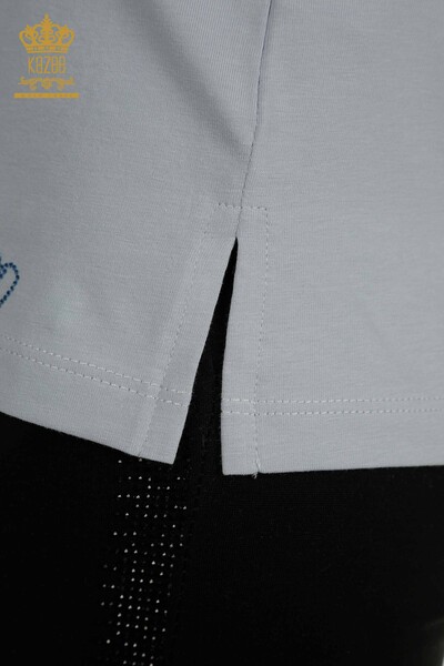 Bluză de damă cu ridicata - Decolteu în V - Albastru - 79564 | KAZEE - Thumbnail