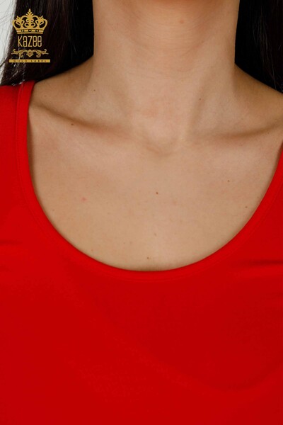 Bluză de damă cu ridicata fără mâneci roșu de bază - 79262 | KAZEE - Thumbnail