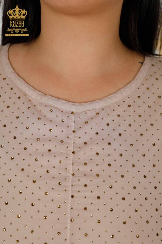 Bluză de damă cu ridicata din nurcă fără mâneci - 79218 | KAZEE