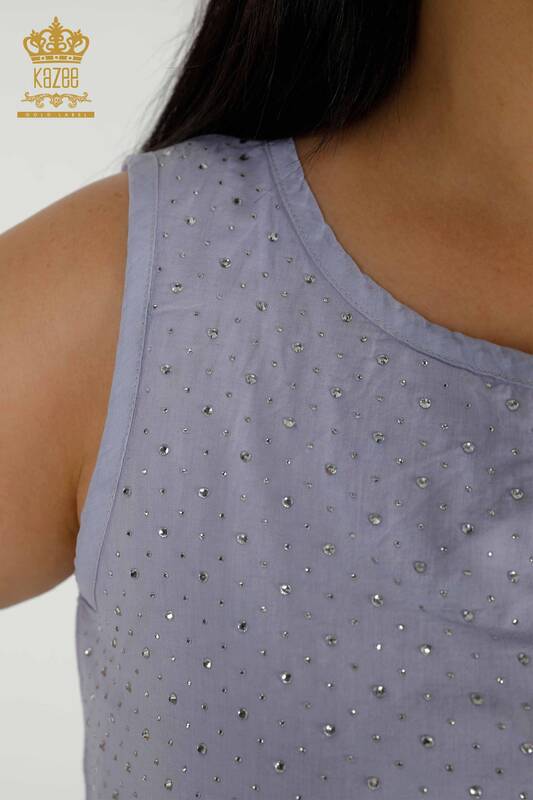 Bluză cu ridicata pentru femei fără mâneci Indigo - 79218 | KAZEE