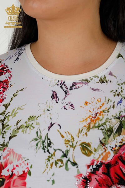 Bluză cu ridicata pentru femei imprimare digitală - 12074 | KAZEE - Thumbnail