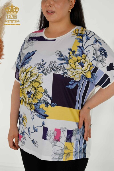 Kazee - Bluză cu ridicata pentru femei imprimare digitală - 12079 | KAZEE (1)