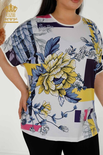Bluză cu ridicata pentru femei imprimare digitală - 12079 | KAZEE - Thumbnail (2)