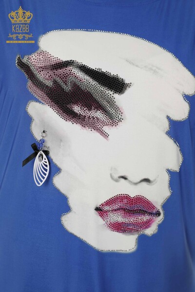Bluză cu ridicata pentru femei cu imprimeu digital Saks - 77755 | KAZEE - Thumbnail