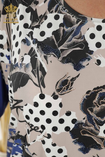 Bluză de damă cu ridicata imprimeu digital nurcă - 12056 | KAZEE - Thumbnail