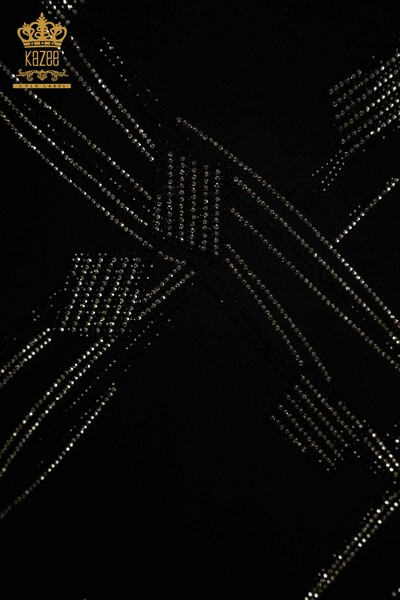 Bluză de damă cu ridicata - Mânecă lungă - neagră - 79374 | KAZEE - 4