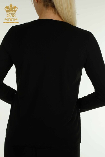 Bluză de damă cu ridicata - Mânecă lungă - neagră - 79374 | KAZEE - Thumbnail