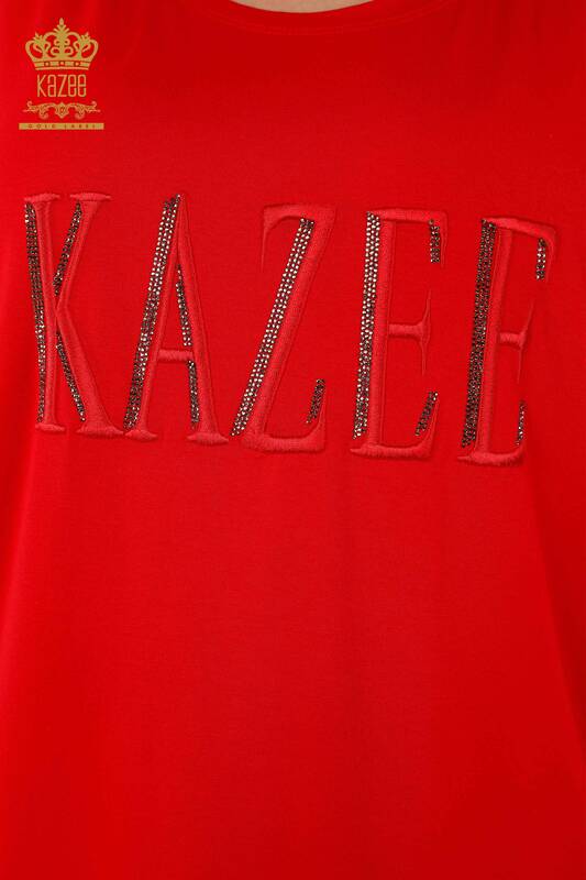 Bluză cu mânecă scurtă pentru femei roșie - 78804 | KAZEE