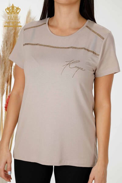 Bluză de damă cu ridicata model american bej - 78857 | KAZEE - Thumbnail
