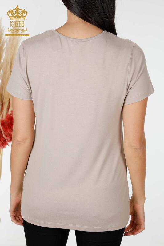 Bluză de damă cu ridicata model american bej - 78857 | KAZEE