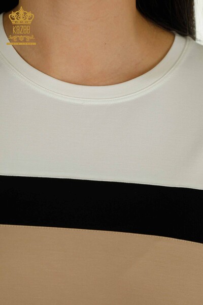 Bluză de damă cu ridicata - Multicolore - Ecru-Bej - 79498 | KAZEE - Thumbnail