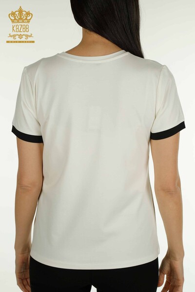 Bluză de damă cu ridicata - Multicolore - Ecru-Bej - 79498 | KAZEE - Thumbnail