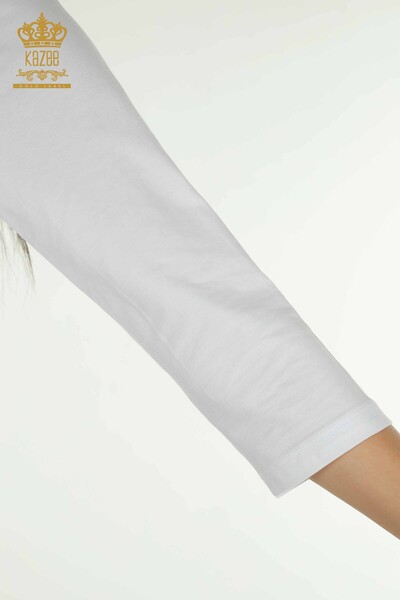 Bluză de damă cu ridicata - brodat trandafir - alb - 79867 | KAZEE - Thumbnail