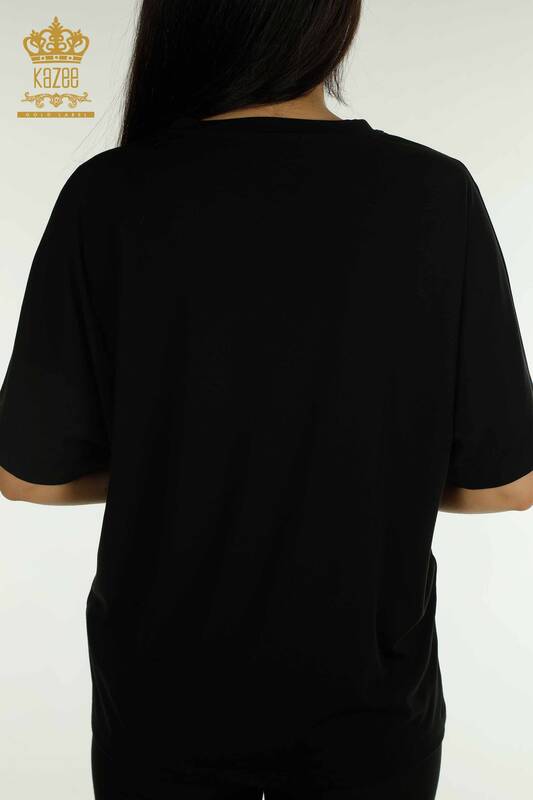 Bluză de damă cu ridicata - Tulle Detaliat - Negru - 79500 | KAZEE