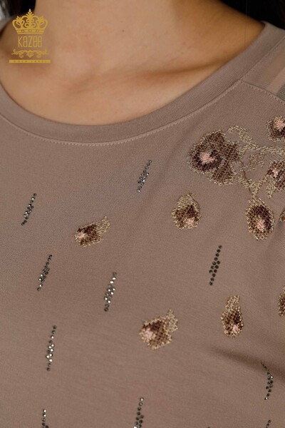 Bluză de damă cu ridicata din tul nurcă detaliată - 79136 | KAZEE - Thumbnail