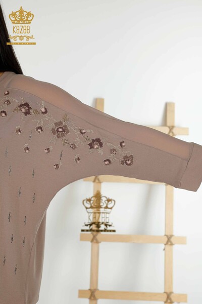 Bluză de damă cu ridicata din tul nurcă detaliată - 79136 | KAZEE - Thumbnail