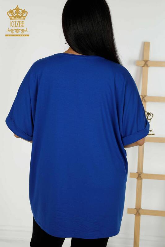 Bluză de damă cu ridicata cu decolteu în V Saks - 79320 | KAZEE