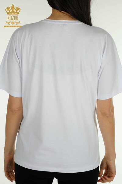 Bluză de damă cu ridicata - Zebră Dungi - Albă - 79457 | KAZEE - Thumbnail