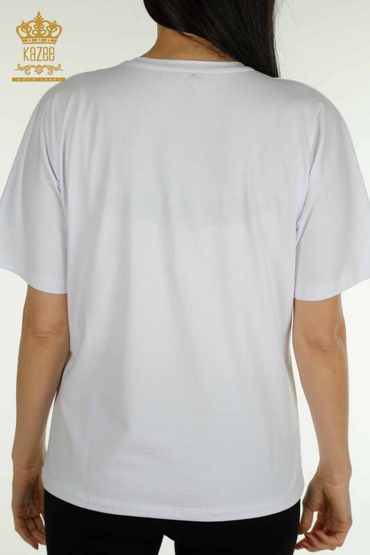 Bluză de damă cu ridicata - Zebră Dungi - Albă - 79457 | KAZEE